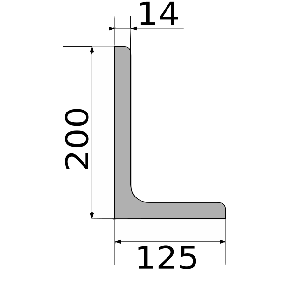 Неравнополочный уголок 200х125х14 мм
