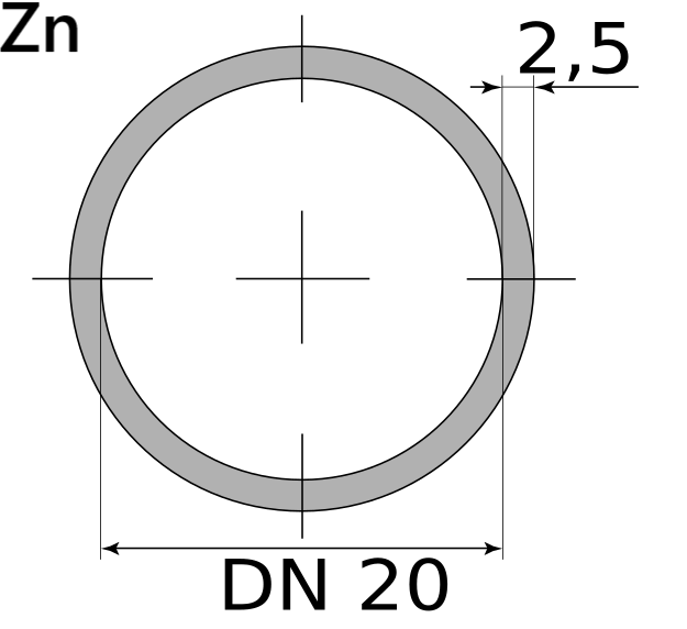 Труба ВГП ДУ 20x2.5 оцинкованная 7,8м