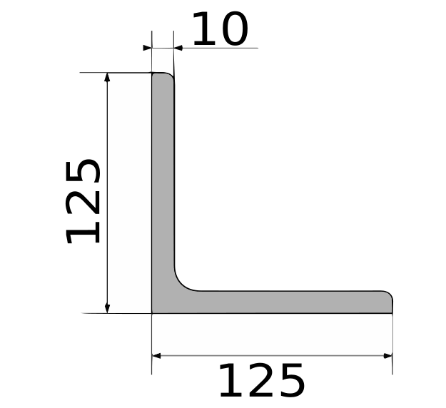 Уголок равнополочный 125х125х10 мм С255